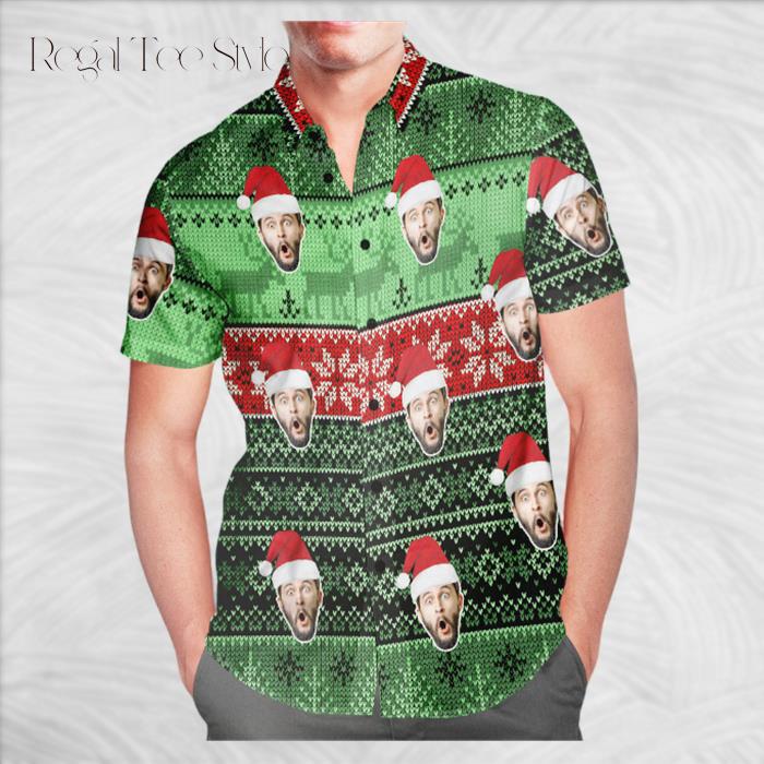 Personalized Wear Santa Hat Christmas Gift Hawaiian Shirt