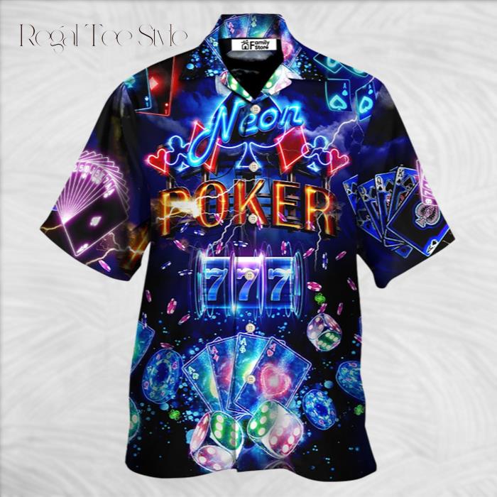 Poker Neon Casino Slot Machine With Jackpot Hawaiian Shirt