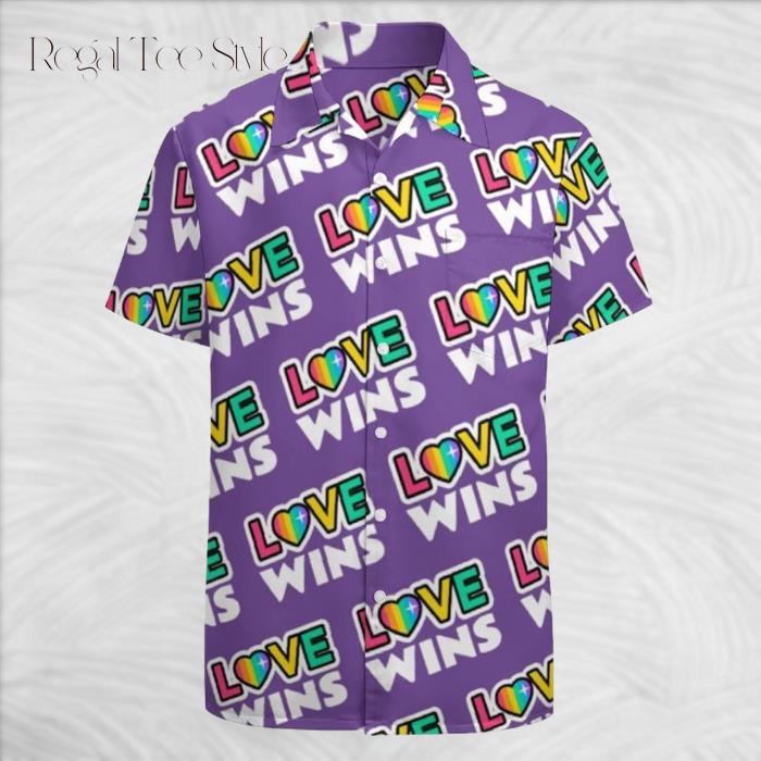 Pride LGBT Love Wins Rainbow Purple Vintage Hawaiian Shirt