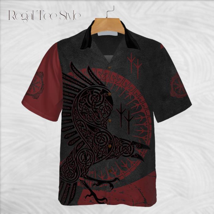 Red And Black Raven Viking Unique Viking Raven Hawaiian Shirt