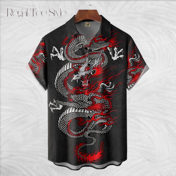 Red And White Dragon Hawaiian Shirt