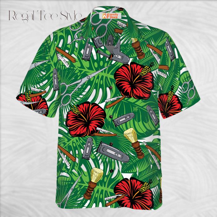 Rose Barber Tools Pattern V1 Hawaiian Shirt