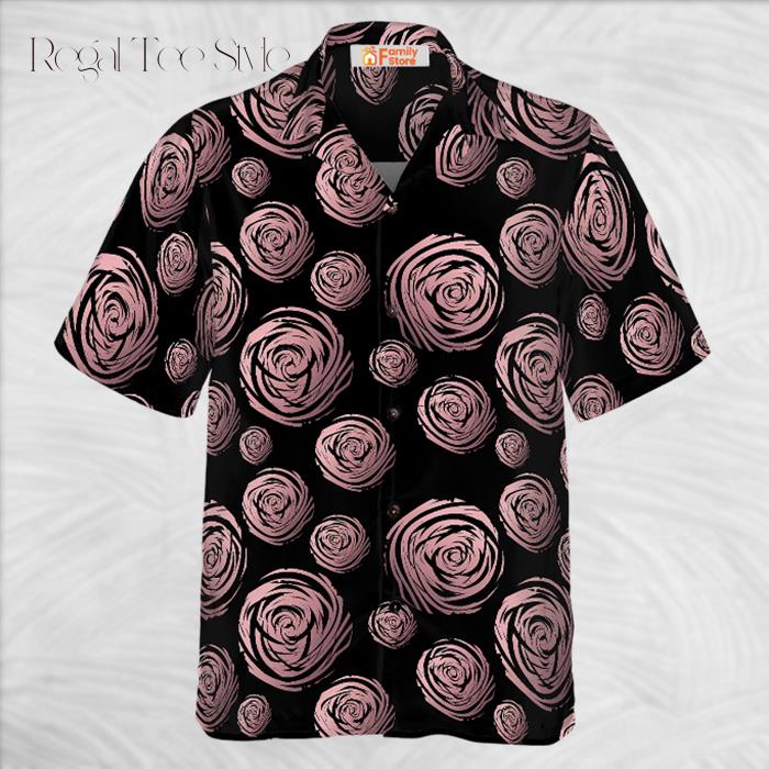 Rose Gold In Black Hawaiian Shirt