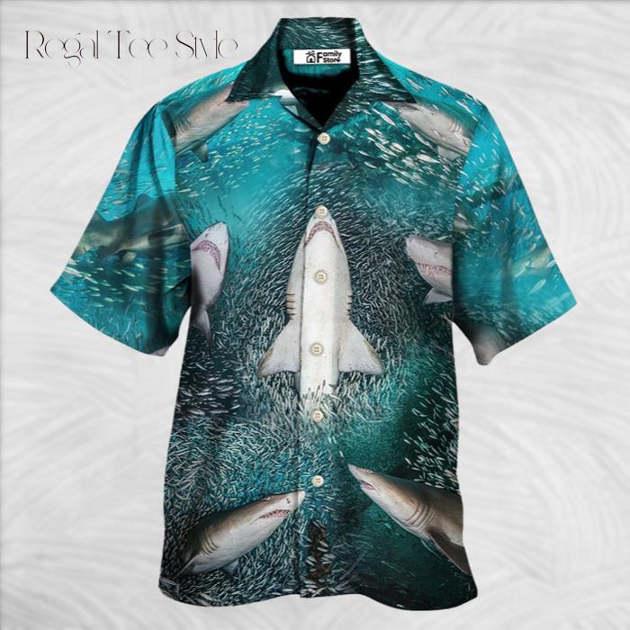 Shark's Buffet Thousands Of Sardines Hawaiian Shirt