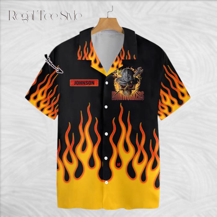 Skull Flame Ironworker Custom Hawaiian Shirt