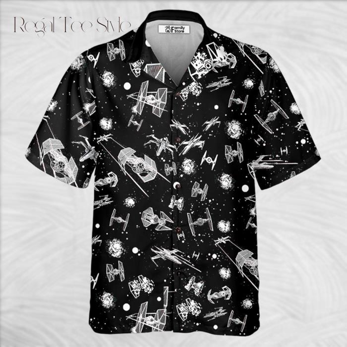 Star Wars Spacecraft Pattern Button Down Hawaiian Shirt