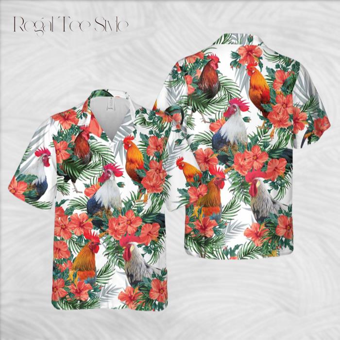 Unique Chicken Flowers Hawaiian Shirt