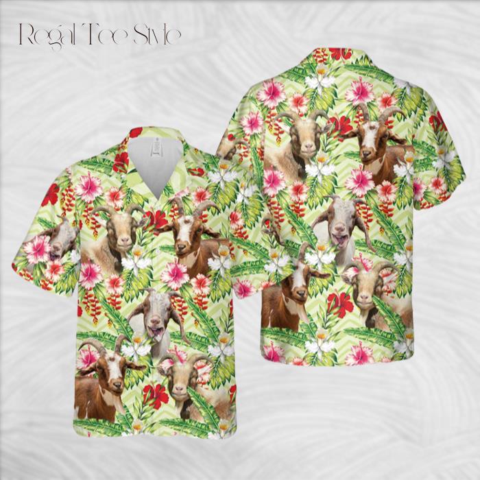 Unique Goat Hibicus Floral 3D Hawaiian Shirt
