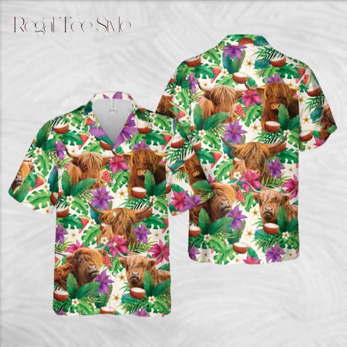 Unique Highland Summer Floral 3D Hawaiian Shirt