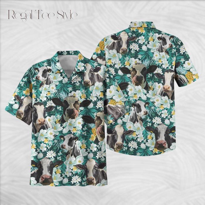 Unique Holstein Floral Blue Summer 3D Hawaiian Shirt