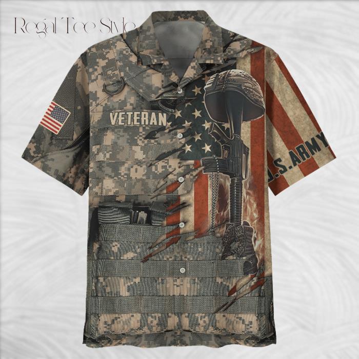 Us Army Veteran Gun Hawaiian Shirt