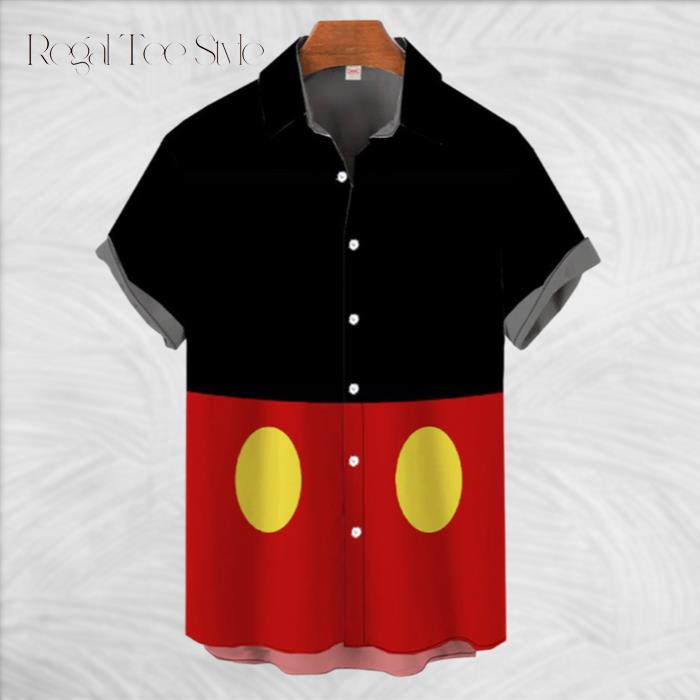 Vintage Red And Black Stitching Cartoon Hawaiian Shirt