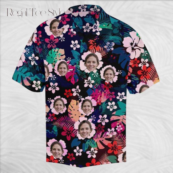 with Face Flower Cluster Hawaiian Shirt
